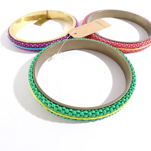 Lee Angel Enamel Mesh Rainbow Bangle Set of 3 NWT 265 - Picture 5 of 7